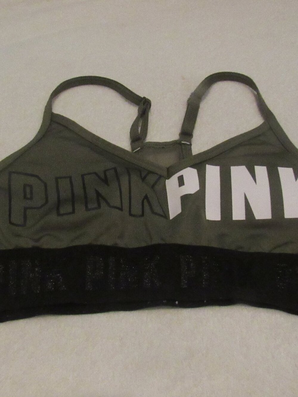 Victoria's Secret PINK Green V Neck Sports Bra Size XS USED